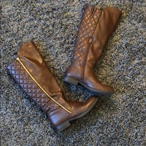 Brown faux leather boots